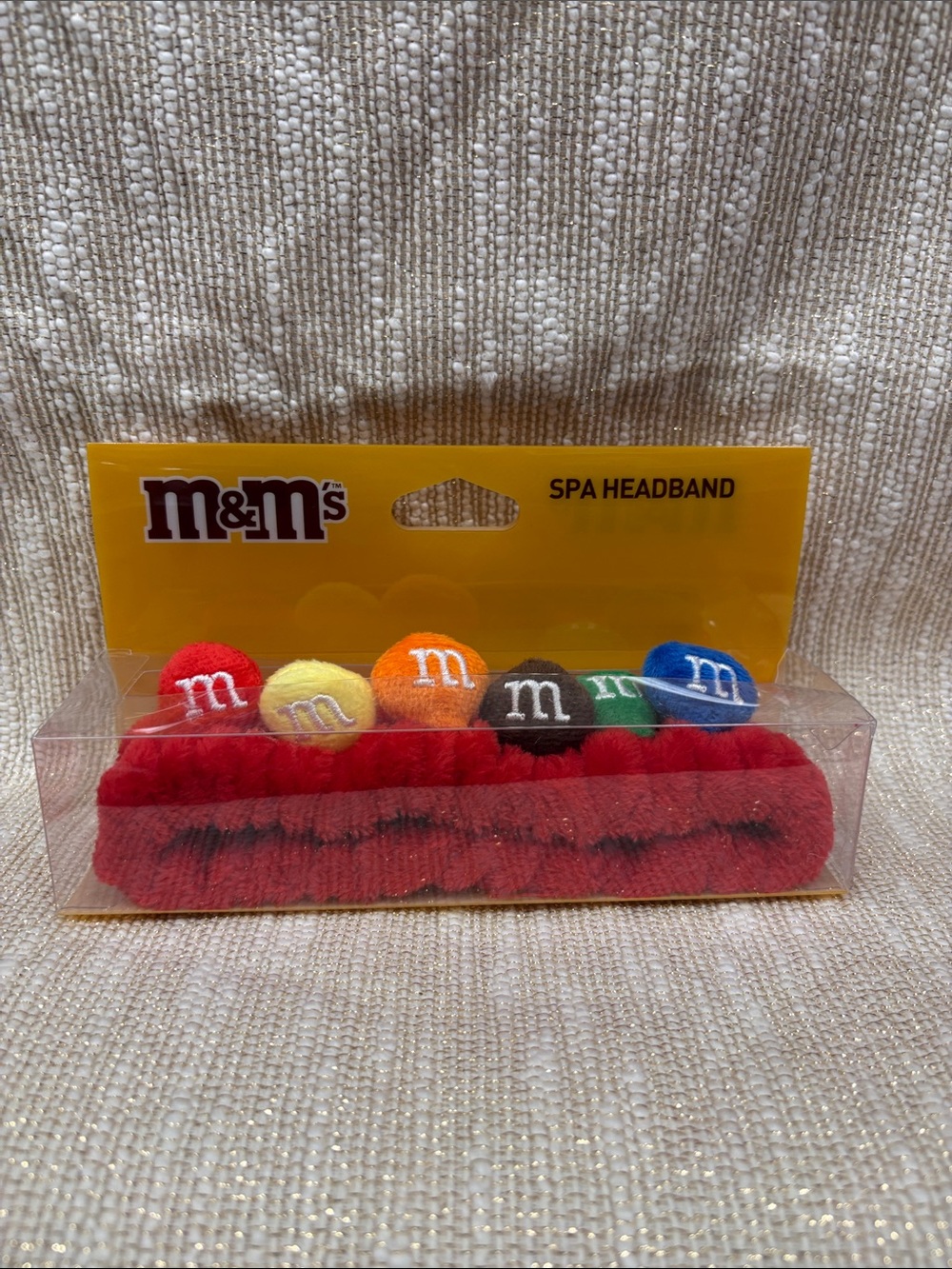 M&M'S Red Plush Headband with Multicolor Candy Pom Poms